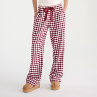Pantalon de pyjama pour femme à carreaux rouges et blancs avec logo personnalisé, cordon de serrage en ruban, coupe large, pantalon de détente