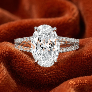 Oval Cut Diamond <b>Split</b> Shank <b>Ring</b> in Sterling Silver Classic Oval Engagement <b>Ring</b> in Sterling Silver - Product Image 1