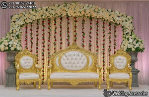 Royal Wedding <b>Silver</b> Throne <b>Chair</b> and Sofa Set Elegant Wedding Reception Platinum Finish Sofa Set Luxury Loveseat for Wedding UK - Product Image 5