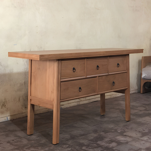 Console de couloir en teck massif OEM pour usage commercial, avec 5 tiroirs de rangement, pour projet de design d'intérieur d'appartement, Indonésie Jepara - Product Image 3