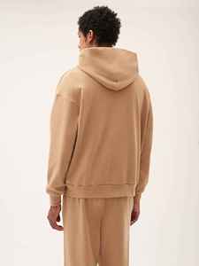 Sudadera con Capucha Beige para Hombre, Corte Holgado, 100% Algodón, Felpa Francesa, Estilo Casual para Otoño, Tejido de Punto, Color Sólido - Product Image 5