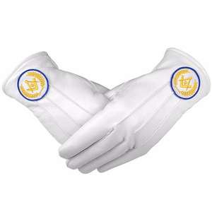 Gants de cérémonie maçonniques brodés en coton blanc pour les francs-maçons - Product Image 6