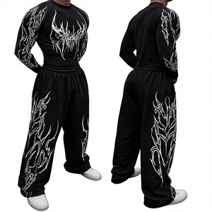 Long Sleeve Gym <b>Compression</b> <b>Shirt</b> & Matching Pants Workout <b>Men</b> Quick Dry Spandex Polyester Printed Front Full Sleeve Sport - Product Image 1
