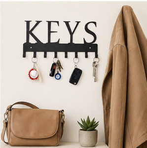 Modern Matte Black Metal <b>Key</b> Holder For <b>Wall</b> Decorative Entryway Organizer With 8 Heavy-Duty <b>Hooks</b> Nail-Free Home <b>Wall</b> Mounted - Product Image 4