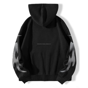 เสื้อฮู้ดซิปผู้ชายสไตล์สตรีทแวร์ทรงโอเวอร์ไซส์ ผ้าหนา สำหรับฤดูใบไม้ร่วง ล้างสีแบบแอซิดวอช ปักลายตามสั่ง พิมพ์ลายตามสั่ง ขายส่ง - Product Image 2
