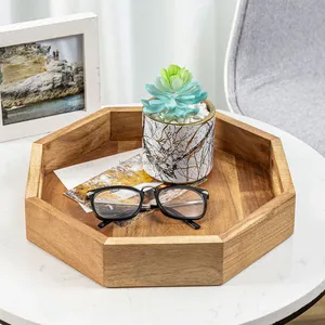 ถาดเสิร์ฟไม้ไผ่แบบเรียบง่ายสไตล์วินเทจถาดกลมสำหรับกาแฟหรือออตโตมันสำหรับตกแต่งบ้านบนโต๊ะอาหาร - Product Image 4