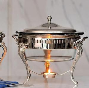 Round Stainless Steel Chafer Food Warmer with Lid and Fuel Base for Restaurant Use At Best Price - Product Image 4