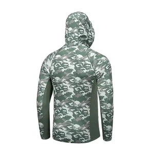 Custom High Quality Men's Camouflage Long Sleeve Hooded Fishing Shirt UPF 50 Anti-Uv Quick Dry Pullover - Product Image 2