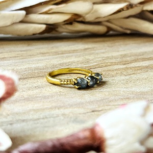 New Best Design <b>Labradorite</b> Gold <b>Ring</b> Boho Brass <b>Rings</b> For Women 18k Gold Plated Ethnic Three Stone Bands Wholesale/OEM/ODM - Product Image 5