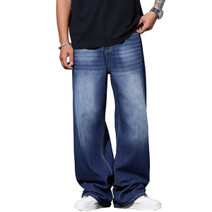 Jeans en denim décontractés pour hommes, coupe large, style urbain, pantalon ample vintage, vêtements streetwear - Product Image 3