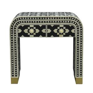 Mesa con Incrustaciones de Hueso de ILAHI, Diseño Moderno con Detalles de Ágata, Almacenamiento Portátil, Muebles para el Hogar - Product Image 1