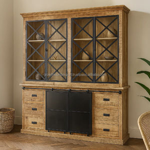 Meuble TV en bois massif de style européen, gamme Jupiter, avec portes coulissantes, meuble de rangement pas cher pour salon et chambre à coucher - Product Image 1