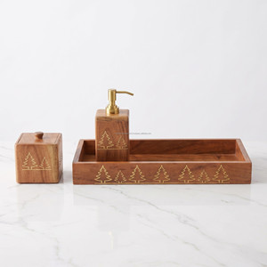 Juego de Baño de Madera Ecológico, Simple, de Seis Piezas, Cuadrado, con Diseño Moderno de Copo de Nieve, Duradero - Product Image 3