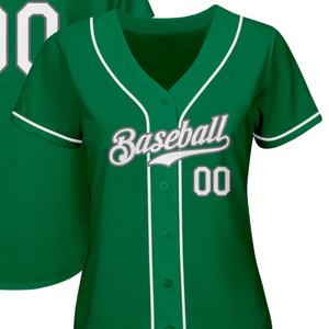 Maillot de baseball vert, blanc et gris pour homme – Uniforme d'équipe boutonné, respirant, léger, pour tournois sportifs - Product Image 2