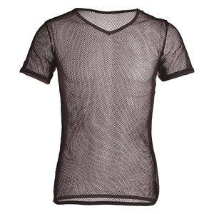 Camisetas de malla 100% algodón para hombre con logo OEM personalizado, cuello en V, estilo hip hop, corte regular, ecológicas, de secado rápido y manga corta. - Product Image 6