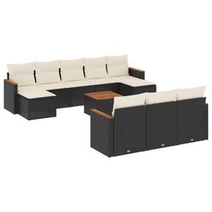 Set Divano da Giardino Evolu Blu in Rattan PE Nero con Cuscini in Schiuma ad Alta Densità, Design Contemporaneo, Mobili da Esterno Impermeabili - Product Image 4