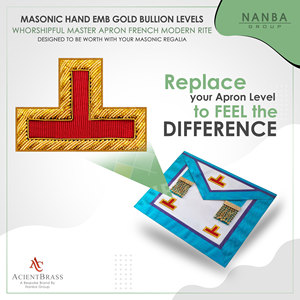 Custom Embroidered Rank Insignia Patch Masonic Regalia Badge Golden Red Shoulder Border T Shape OEM Classical Beads Safety <b>Pin</b> - Product Image 2