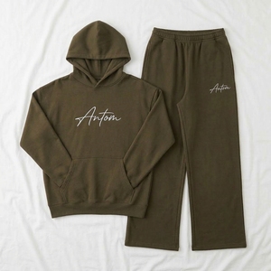 Oem Custom Fleece Tracksuit Casual Heavyweight Hoodie and Flared <b>Sweat</b> <b>Pant</b> Two Piece Custom Logo Baggy Tracksuit <b>for</b> <b>Men</b> - Product Image 1