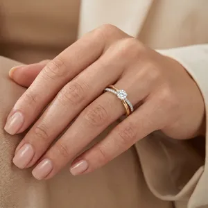 Bague de fiançailles en diamant de culture, éclat en grappe, pour femme, bague statement, cadeau d'anniversaire, bague de promesse, or massif 14 carats - Product Image 2