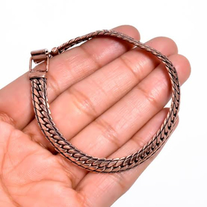 Bracelet unisexe en cuivre à thérapie magnétique, motif indien, pour la guérison, le yoga et la méditation, finition antique, ajustable - Product Image 5