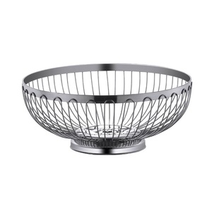 Rustic Round <b>Wood</b> Storage <b>Basket</b> With Metal Wire Frame And Handles For Home Decoration - Product Image 5
