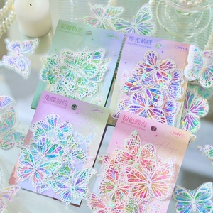 Autocollant PET découpé en forme de papillon rose nacré, 20 pièces, pour décoration artisanale, fabrication de cartes, journaux de scrapbooking - Product Image 5