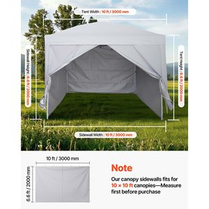 Paredes Laterales para Carpa de 10x10 Pies, Impermeables, con Protección Solar, Accesorios para Carpas de Exterior - Product Image 3