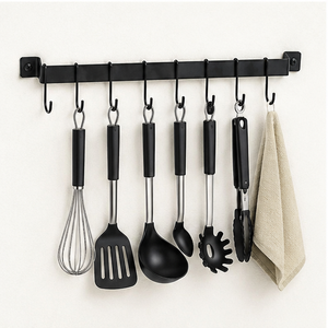 Heavy Duty Wall Mounted Sliding <b>Hook</b> Rack Stainless Steel <b>Kitchen</b> Utensil Hanger & Bathroom Towel Organizer Multipurpose - Product Image 2