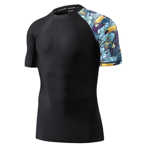 Wholesale Men Rash Guard <b>Compression</b> T <b>Shirt</b> Short Sleeve Swim <b>Shirt</b> UV Protection OEM Supplier - Product Image 2