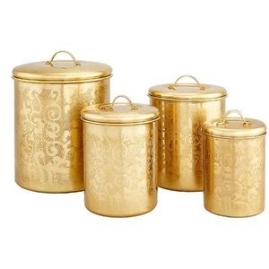Recipiente de cocina tradicional de cobre martillado con tapa, contenedor vintage para té, café, azúcar, especias, frasco para alimentos secos - Product Image 1