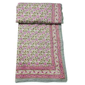 Couvre-lit réversible en coton imprimé à la main de Jaipur, style bohème, écologique, durable, toutes saisons, pour hôtel et maison - Product Image 1