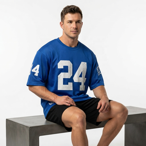 Camiseta de Fútbol Azul para Hombre, Número 24, Sublimada, Cuello Redondo, Manga Corta, Transpirable, Corte Regular, Ropa Deportiva para Adultos - Product Image 3