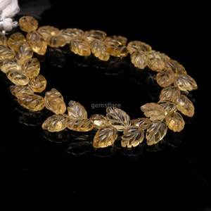 Cuentas de citrino natural talladas en forma de hoja de 10-11 mm, cuentas de piedras preciosas de citrino talladas a mano en forma de hoja, cuentas sueltas para la fabricación de joyería. - Product Image 5