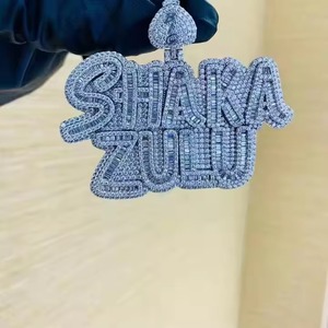 Iced Out Moissanite Letter Pendant 925 Silver Hip Hop Letter Charms Personalized Initial Letter Pendant Money <b>Bag</b> Bail Pendant - Product Image 1