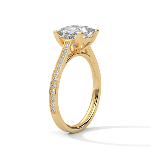 Bague de fiançailles classique en or massif 14 carats avec diamant, certifiée GRA, bague de mariage avec diamant de laboratoire taille princesse serti à griffes - Product Image 2