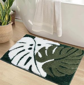 Customised New Design Green Leaves Microfiber Absorbent Bath Non Slip Backing Machine Washable Plant Leaf Thick Carpet Decor Rug - Product Image 1