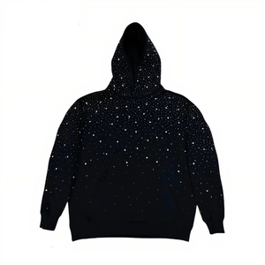 Unisex <b>Rhinestone</b> Hoodie Oversized Black Custom <b>Rhinestone</b> <b>Hoodies</b> With Sparkling Graphics For Trendy Streetwear Clothing Brands - Product Image 3