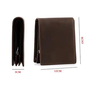 Men's Genuine Leather Wallets and Purses Vintage Style Wholesale Factory Price With Custom Logo and RFID Promotional Function. - Product Image 3