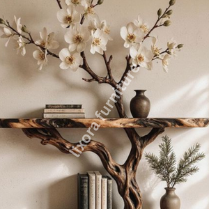 Artistic Wall Mounted Tree Branch Bookshelf Luxury <b>Solid</b> <b>Wood</b> Floating Shelf Living Room Decor Rack - Product Image 2