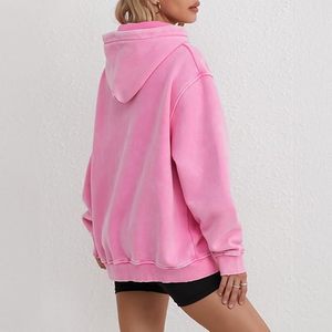 Sudadera con capucha rosa vintage desgastada – Sudadera unisex de corte holgado estilo streetwear con capucha para hombre - Product Image 4