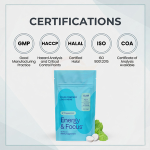 Chewing-gum énergétique Direct Factory avec 60 mg de caféine, sans sucre, nutrition sportive, OEM, marque privée - Product Image 3