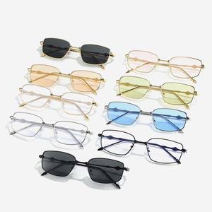 Fashion Trend 2024 Luxury Unisex High Quality Small Square Metal UV400 Sunglasses <b>Gold</b> <b>Frame</b> - Product Image 1