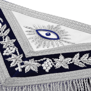 Tablier de Maître Ancien Maçon de la Loge Bleue - Emblème en fil d'or avec franges en tresse argentée - Tabliers maçonniques de haute qualité avec franges en tresse - Product Image 4