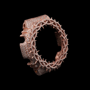 Lunette de montre en or rose avec diamants, design épingle de rose, cadre de remplacement personnalisé, style 'Iced Out', accessoire de luxe pour montre, pièce de rechange pour mise à niveau - Product Image 3