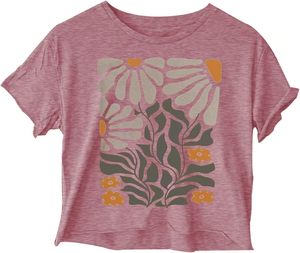 Camiseta Corta Gráfica para Mujer con Estampado de Flores Silvestres, Manga Corta, Cuello Redondo, Casual, Holgada, de Verano - Proveedor Mayorista - Product Image 2