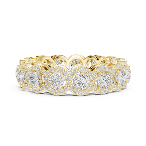 Bague d'éternité en or jaune avec diamants ronds, alliance de mariage et de fiançailles pour femme avec pavé de pierres multiples - Product Image 1