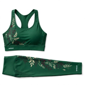 Amkoor Ensemble de yoga 2 pièces pour femme : Soutien-gorge de sport dos nageur et Legging taille haute longueur intégrale en Spandex et Polyester à séchage rapide - Product Image 5