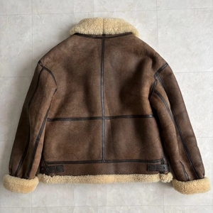 Custom Men's Genuine <b>Sheepskin</b> Shearling Winter Leather <b>Jacket</b> with Sherpa Fur Lining Windproof & Cozy Digital Printed Design - Product Image 4