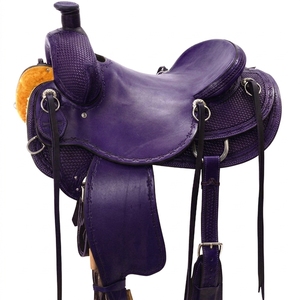 Selle de cheval western professionnelle en cuir de qualité supérieure, équipement équestre avec arceau en fibre et quincaillerie en acier inoxydable pour l'équitation sur sentier et le ranch - Product Image 6