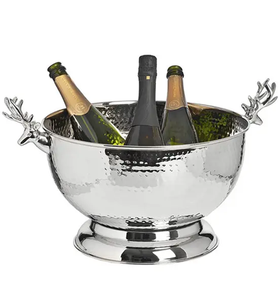 Enfriador de Vino Clásico de Acero Inoxidable con Diseño Floral, Forma Redonda, Capacidad de 5L, Material Sostenible para Uso en Hoteles y Bares - Product Image 2